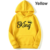 Fashion Men Women Long Sleeve Pullover Hooded Sweatshirts Unisex King and Queen Print Hoodies Casual Streetwear Couple Sweat LANFUBEISI