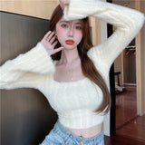 LANFUBEISI Autumn Winter Knitting Crop Tops Women Skinny Sweaters Bottom Shirts Fashion Female Long Sleeve Pullover Casual Knitted Sweater LANFUBEISI