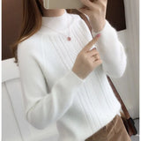 WTEMPO Spring Autumn Winter Knitwear Women Sweaters Fashion Casual Warm Knit Cable Jumper Female Turtleneck Sweater LANFUBEISI