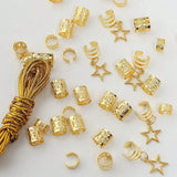 36pcs Star Decor Hair Ring Accessories ,Beads Hair Braid Rings Clips Dread Locks Hair Braiding Metal Cuffs Decoration LANFUBEISI