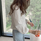 New Spring Women White Linen Cotton Blouses Girls Casual Shirt Women Long Sleeve Tops Korean Femme Soft Blusas LANFUBEISI