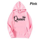 Fashion Men Women Long Sleeve Pullover Hooded Sweatshirts Unisex King and Queen Print Hoodies Casual Streetwear Couple Sweat LANFUBEISI