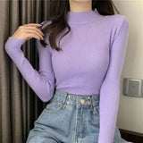 New Knitting Pullover Sweater Long Sleeve Bottom Shirt Slim Turtleneck Sweaters Autumn Winter Soft Blouse Jumpers For Women 2023 LANFUBEISI