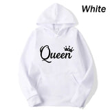 Fashion Men Women Long Sleeve Pullover Hooded Sweatshirts Unisex King and Queen Print Hoodies Casual Streetwear Couple Sweat LANFUBEISI