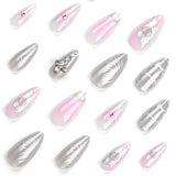 3D Y2K Style Droplet Sensation Fake Nails Starlight Love Pink Color Full Cover Artificial False Nails For Women Daily Salon Use LANFUBEISI