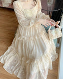 Court Vintage Fairy Dress Women Sweet Ruffles High Waist Elegant Princess Dress Female 2022 Summer Casual Classy Party Dress New LANFUBEISI