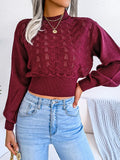 Autumn Winter Sexy Women's Sweater Fashion Knitted Long Sleeve Hollow Crop Top Casual Slim Sweaters Elegant Red Pullover 2023 LANFUBEISI