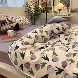 LANFUBEISI Floral Bedding Set with Duvet Cover No Filling Flat Sheet with Pillowcases 2024 New Kids Queen Full Size Boys Girls Bed Linen LANFUBEISI