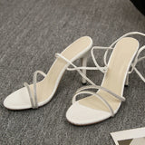 LANFUBEISI 2024 New Arrival Summer Fashion Sexy Cross Strap Stiletto Sandals Elegant Banquet Party High Heels Wedding Bridesmaid Shoes LANFUBEISI