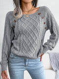 Women Casual Square Collar Buttons Long Sleeve Knitted Pullovers And Sweaters For Autumn Winter 2023 LANFUBEISI