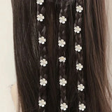 LANFUBEISI 10 pieces rhinestone and flower decorative hair ring, dreadlocks bead hair ring clip hair clips