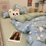 LANFUBEISI Floral Bedding Set with Duvet Cover No Filling Flat Sheet with Pillowcases 2024 New Kids Queen Full Size Boys Girls Bed Linen LANFUBEISI