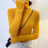 New Knitting Pullover Sweater Long Sleeve Bottom Shirt Slim Turtleneck Sweaters Autumn Winter Soft Blouse Jumpers For Women 2023 LANFUBEISI