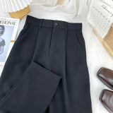 Fall Spring Black Suit Haren Pants Women Fashion Elastic High Waist Casual Trousers Woman Korean Style Solid Office Pant 2023 LANFUBEISI