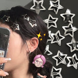 10Pcs BB Hair Clips Silver Star Y2K  Women Grils Cute Metal Star Hair Clips Side Barrettes Hair Grip Hair Accessories Headwear LANFUBEISI