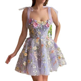 2023 New Hot Direct Selling Short Skirt Pendulum Womens Fashion Three-dimensional Flower Embroidery Hip-huggin Dress LANFUBEISI