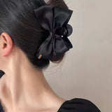 LANFUBEISI Large Black Fabric Bow Grab Hair Clips Women's New Korean Style Hairpin Fashion Shark Cawl Clips Girls Hair Accessories LANFUBEISI