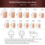 Y2K 24Pcs Glossy Medium Square Press On Nails Pink French Style Fake Nails With Rhinestone Shiny Artificial Reusable For Girl LANFUBEISI