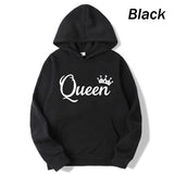 Fashion Men Women Long Sleeve Pullover Hooded Sweatshirts Unisex King and Queen Print Hoodies Casual Streetwear Couple Sweat LANFUBEISI