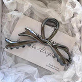 2024 Hot Metal Claw Bow Knot Metal Shark Clip Silver Hair Claw Style Advanced Versatile Back Head Spoon Hair Ornament Headwear LANFUBEISI