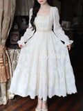 Elegant Vintage Fairy Dress Women 2023 Summer Long Sleeve Casual Princess Dress Female Court Retro Even Party Dress Korean Style LANFUBEISI