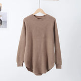 Casual Loose Knit Pullover Women Solid O-neck Fluffy Sweater Female 2023 Autum Warm Soft Fashion Long Sleeve Lady Knitwear LANFUBEISI