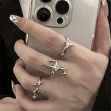 LANFUBEISI Cute Y2k Star Open Ring for Women Creative Vintage Silver Color Adjustable Rings Couple jewelry gift
