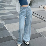 LANFUBEISI Autumn Spring Jeans Women Denim Pants Vintage Straight Trousers Fashion Female White Black Solid Loose Casual Wide Leg Pants