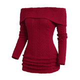 LANFUBEISI New Womens Sweaters Off The Shoulder Cable Knit Sweater Foldover Solid Color Ruched Sweater Fall Winter Tops