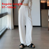 Seoulish Women's Suit Pants Summer Spring Elegant Elastic High Waist Solid Casual Work Wide Leg Trouses Pants Female New LANFUBEISI