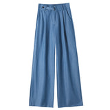 Vintage Women's Denim Jeans Women's Wide Leg Pants 2024 New Summer Spring High Waist Casual Loose Trousers Female LANFUBEISI