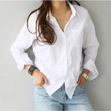 LANFUBEISI Cotton Blouse White Shirt Fashion Women Blusas Mujer De Moda OL Style Tops Casual Ladies Long Sleeve Shirts and Blouses