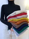 LANFUBEISI New Women Pullover Turtleneck Sweater Autumn Long Sleeve Slim Elastic Korean Simple Basic Cheap Jumper Solid Color Top