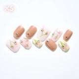 10Pcs Handmade Nail Set French Cat Eyes Red Nails Long Press on Nails Almond Reusable Acrylic Fake Nails with Glue Stick-on LANFUBEISI