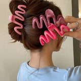 LANFUBEISI Fashion Colorful Wave Hair Claw for Women Girls Hairpins Korean Sweet Simple Irregular Hair Clips Headwear Hair Accessories