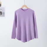 Casual Loose Knit Pullover Women Solid O-neck Fluffy Sweater Female 2023 Autum Warm Soft Fashion Long Sleeve Lady Knitwear LANFUBEISI