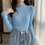 New Knitting Pullover Sweater Long Sleeve Bottom Shirt Slim Turtleneck Sweaters Autumn Winter Soft Blouse Jumpers For Women 2023 LANFUBEISI