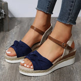 LANFUBEISI Summer Mix Color Platform Sandals Women Comfort Med Heels Espadrille Shoes Woman Ankle Buckle Wedges Sandalias De Mujer LANFUBEISI