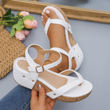 LANFUBEISI Clip Toe Wedges Rome Sandals Women Summer Ankle Buckle Platform Sandalias Mujer Pu Leather Chunky Platform Gladiator Shoes LANFUBEISI