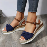 LANFUBEISI Summer Mix Color Platform Sandals Women Comfort Med Heels Espadrille Shoes Woman Ankle Buckle Wedges Sandalias De Mujer LANFUBEISI