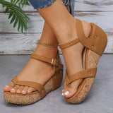 LANFUBEISI Clip Toe Wedges Rome Sandals Women Summer Ankle Buckle Platform Sandalias Mujer Pu Leather Chunky Platform Gladiator Shoes LANFUBEISI