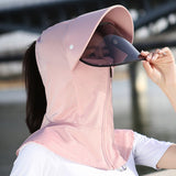 LANFUBEISI Fashion Summer Sun Hat Women Bucket Hat Anti-UV Shawl 2in1 Korea Dome Beach Cap Wide Brim Back Opening Cycling Fishing Hat 2022 LANFUBEISI