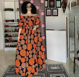LANFUBEISI African Dresses for Women Fashion Floral Print Slash Neck Three Quarter Sleeve Maxi Dress High Waist Vintage Long Dress Autumn Lanfubeisi