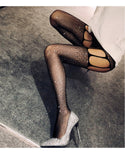 LANFUBEISI Fishnet Garter Socks Drill Black Stockings Women's Thin Sling Tights Black Diamond Lace JK Funny Socks Harajuku Fishnet Socks LANFUBEISI