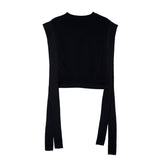 LANFUBEISI New cashmere knit vest female loose fashion sleeve round neck sleeveless sweater short paragraph  ATTYYWS vest Soft and warm LANFUBEISI