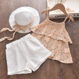 LANFUBEISI Baby Girl Clothes  Summer Girls Clothing sets 2022 Children's leaf Dots Design Girl Sleeveless shirt +Short Pant Fashion Style New Arrival LANFUBEISI