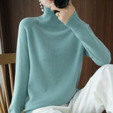 Turtleneck Cashmere Women Sweaters Solid Casual Long Sleeve Knitted Jumper Female Bottoming Pullover Sweaters 2021 Autumn Winter LANFUBEISI