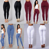 2022 NEW HOT SALE Women Denim Skinny Jeggings Pants High Waist Stretch Jeans Pure Color Slim Pencil Trousers боди женское LANFUBEISI