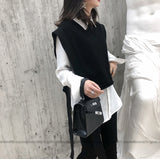 LANFUBEISI New cashmere knit vest female loose fashion sleeve round neck sleeveless sweater short paragraph  ATTYYWS vest Soft and warm LANFUBEISI