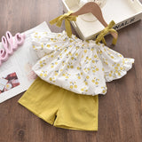 LANFUBEISI Baby Girl Clothes  Summer Girls Clothing sets 2022 Children's leaf Dots Design Girl Sleeveless shirt +Short Pant Fashion Style New Arrival LANFUBEISI